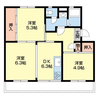 車返団地3街区6号棟【5階】の間取り