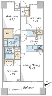 ブランズ戸塚【7階】の間取り