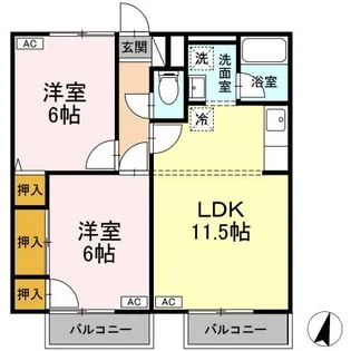 アーバンハイツ中央【2階】の間取り