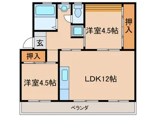府中日鋼団地25号棟【2階】の間取り