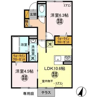 ボヌール B【1階】の間取り