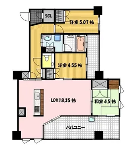 ビバシティ南山手三番館【5階】の間取り