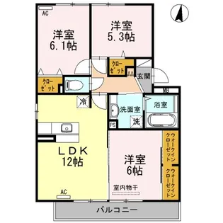 ボナールY A棟【2階】の間取り