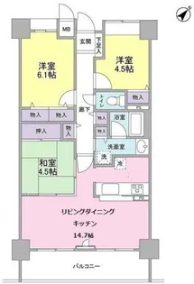ブリリアントヨス【6階】の間取り