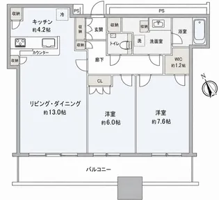 クレストプライムタワー芝(クレストプライムタワーシバ)【25階】の間取り