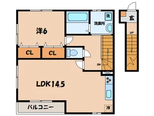 アンプルールリーブルパピオンA・B【2階】の間取り