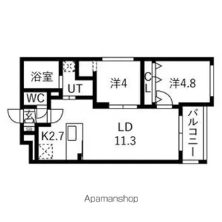LUMOA新札幌(ルモア新札幌)【2階】の間取り