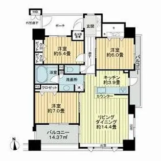 サーパス勝田駅前【8階】の間取り