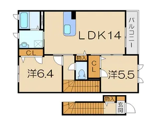 シャーメゾンコートのと川【2階】の間取り