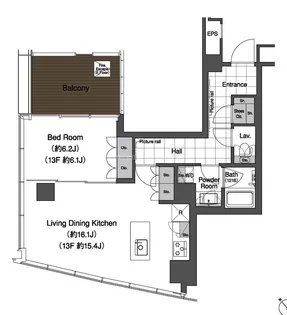 スカイハウス浜離宮【14階】の間取り