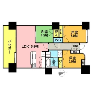 プレミアムステージ久留米中央公園【13階】の間取り