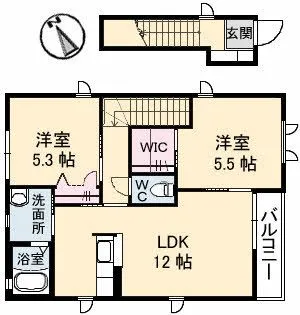 ディアス亀浦【2階】の間取り