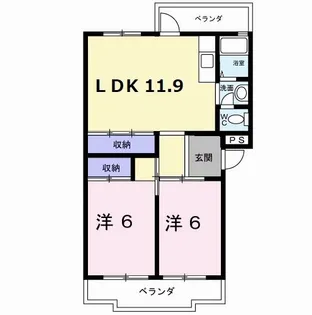 第一コーポ学苑【1階】の間取り