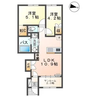 富山市中島新築アパート【1階】の間取り