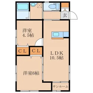 ローズコート B棟【2階】の間取り