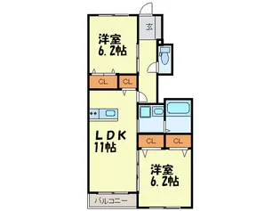 サンライズ桧原C【1階】の間取り