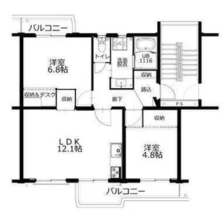京町1000棟【4階】の間取り