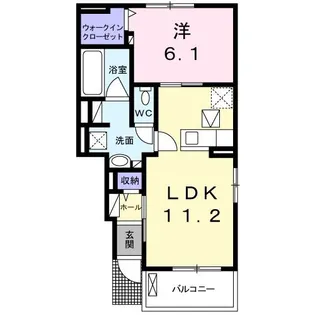 バン・ベール明 D【1階】の間取り