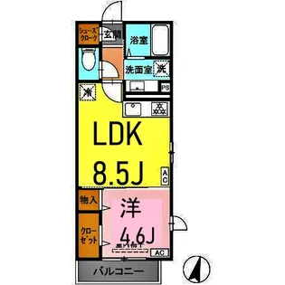D Tribute横濱鶴見【3階】の間取り