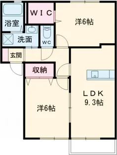 サンビレッジD【1階】の間取り