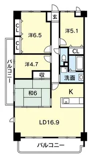 ガーデンプレイス中吉野【7階】の間取り