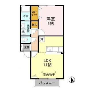 フラワーレジデンスフローラルE【1階】の間取り