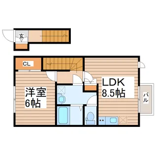 リヴェール上杉B【2階】の間取り