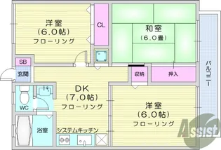 トゥインクルコート大手町【2階】の間取り