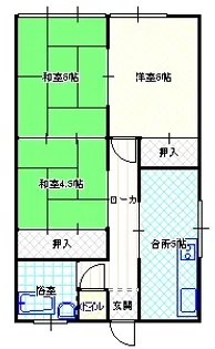 岸川ハイツ【1階】の間取り
