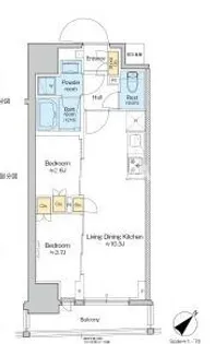 プラウドフラット日本橋馬喰町【15階】の間取り