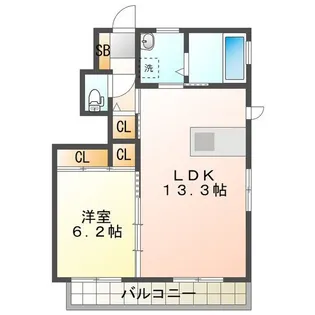 シャンテソラーレB【1階】の間取り