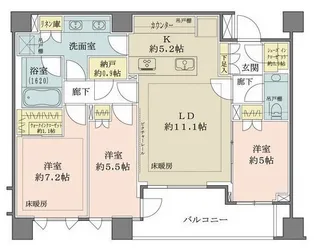 東京都千代田区六番町【マンション】の間取り