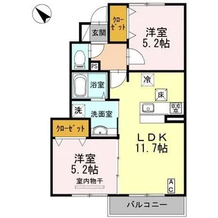 メゾン リヒト黄幡【1階】の間取り