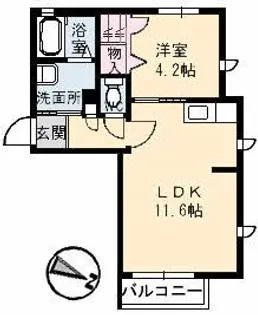 ラ・パルテール津高II【1階】の間取り