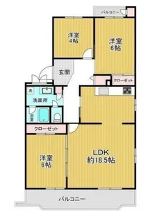 えびな国分団地 5号棟【4階】の間取り