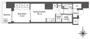 コンフォリア東新宿【6階】の間取り