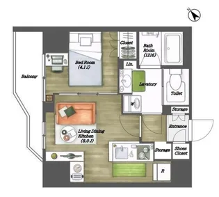 ルジェンテ・バリュ上野根岸【14階】の間取り