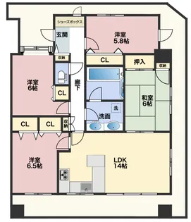 ダイアパレスライベックスタワー八幡宿【9階】の間取り
