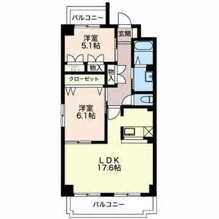 グランシャリオ薮田【4階】の間取り