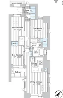 ザ・グランクラッセ日本橋イースト【8階】の間取り