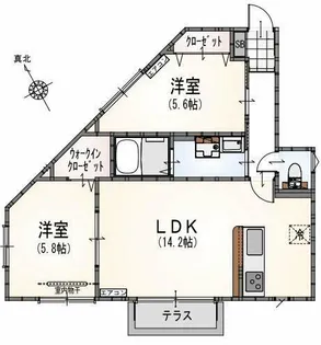 サンライズ登戸I【3階】の間取り