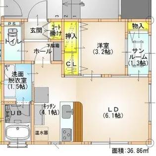 サザンくろす【1階】の間取り