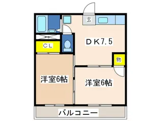 常楽ハイツ2【2階】の間取り