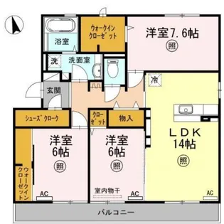 ヴォン・プレミアージュ B棟【2階】の間取り