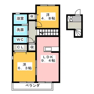 シャルマン見寄B【2階】の間取り