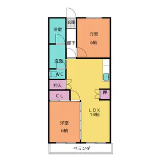リバーサイドマンション【4階】の間取り
