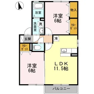 フローラタウン D棟【2階】の間取り