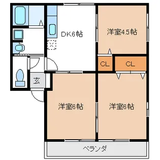 つくばルミエールF棟【1階】の間取り