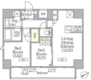 ジオエント町屋【6階】の間取り
