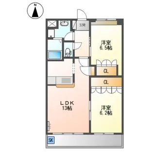 2LDKの間取り画像